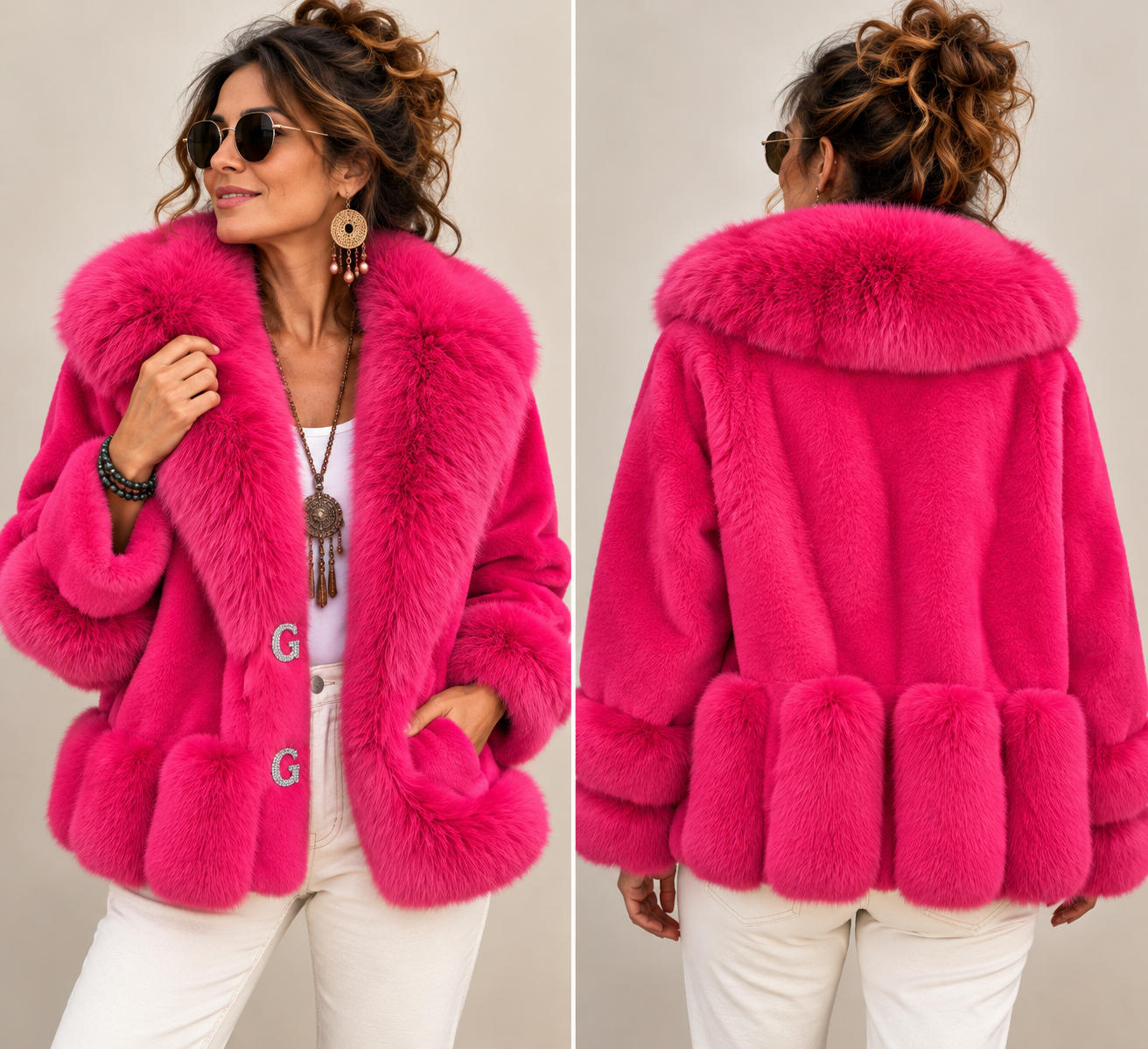 İthal Angora Kısa Pembe Kürk