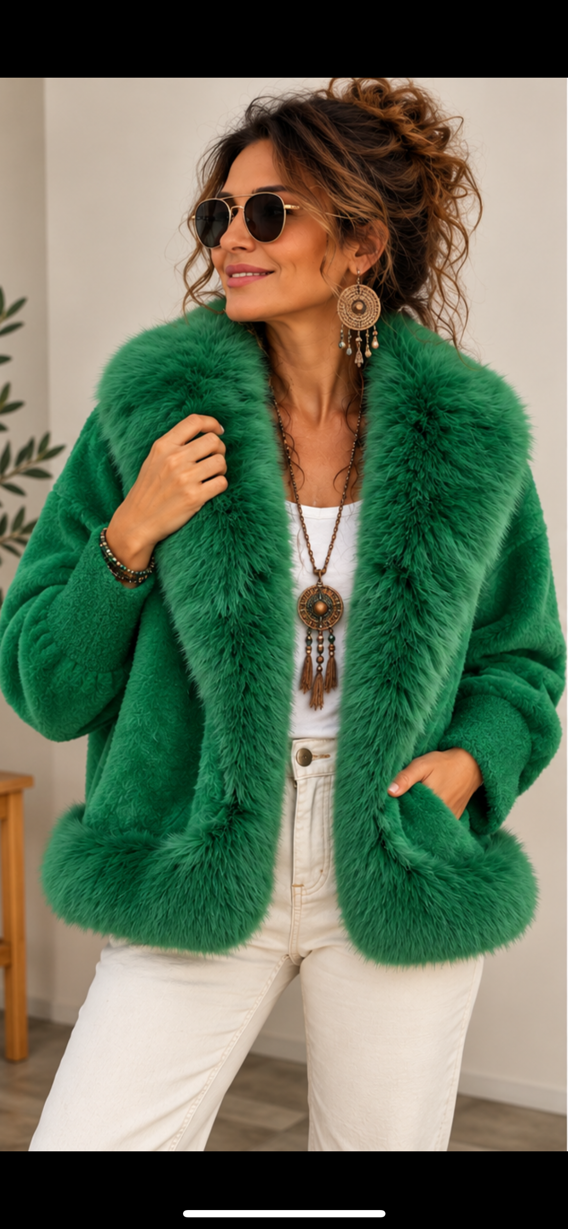 İthal Angora Kısa Yeşil Kürk