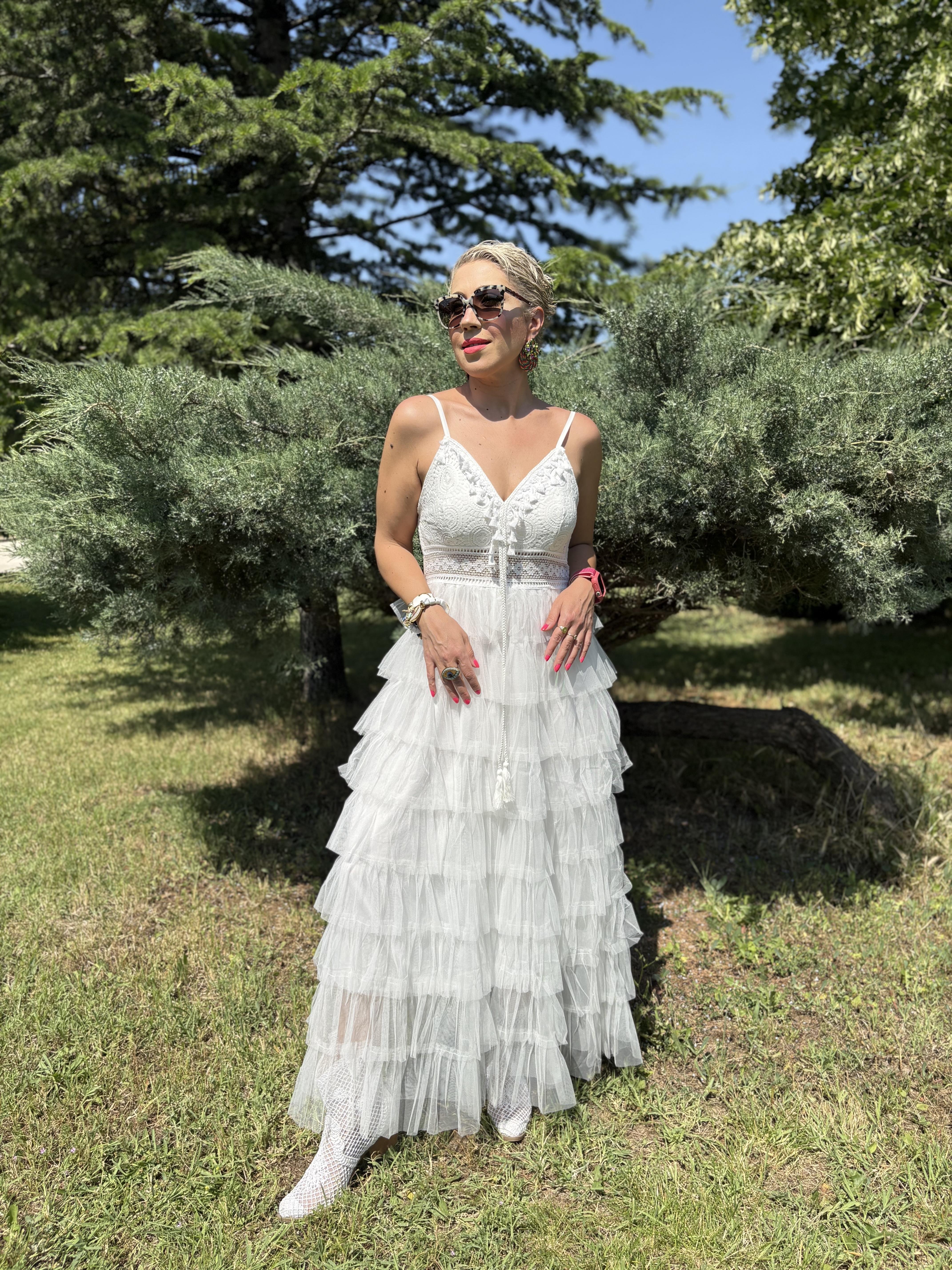 İthal Beyaz Patmos Elbise