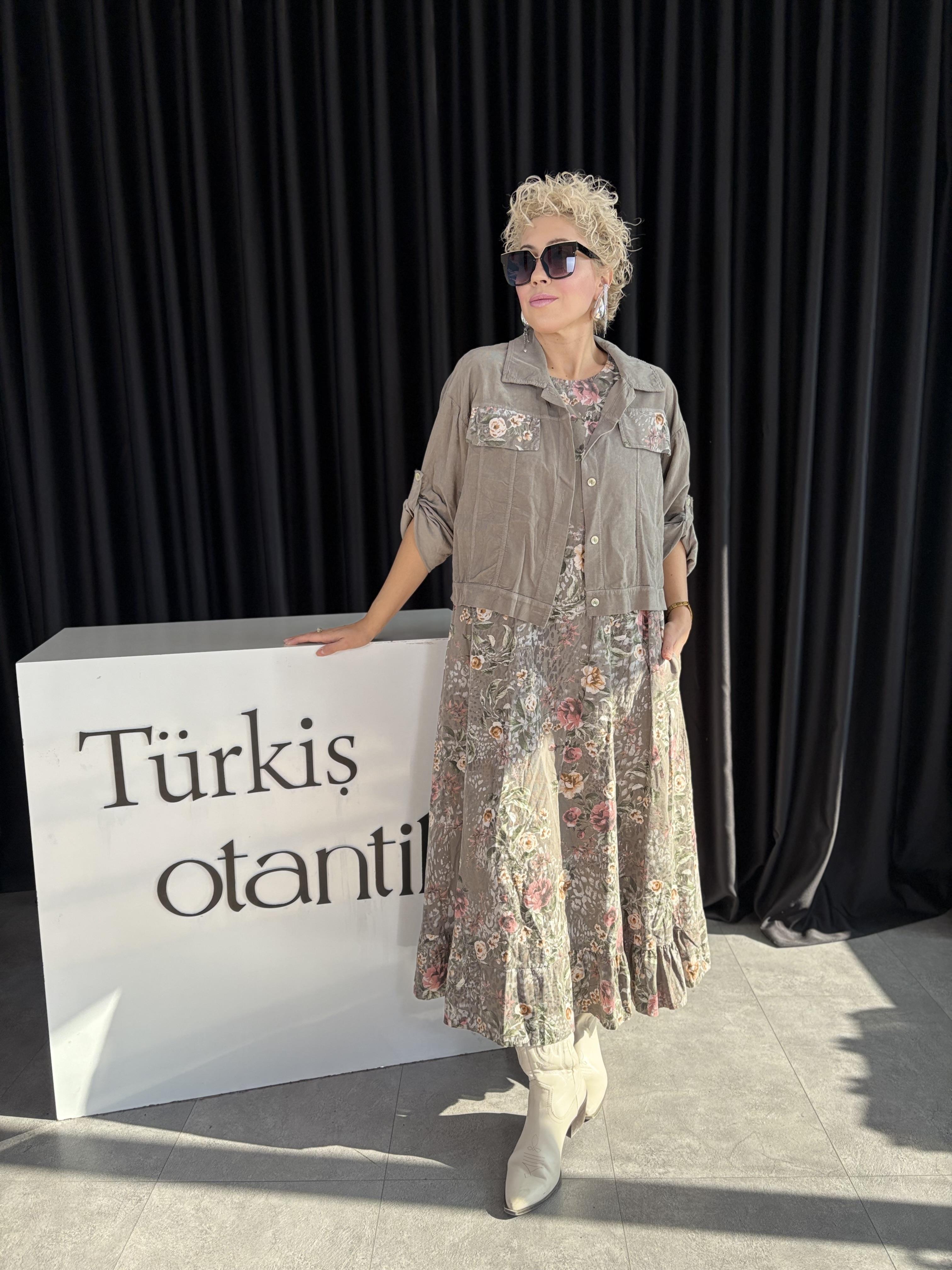 İthal Ceketli Vizon Kadife Elbise