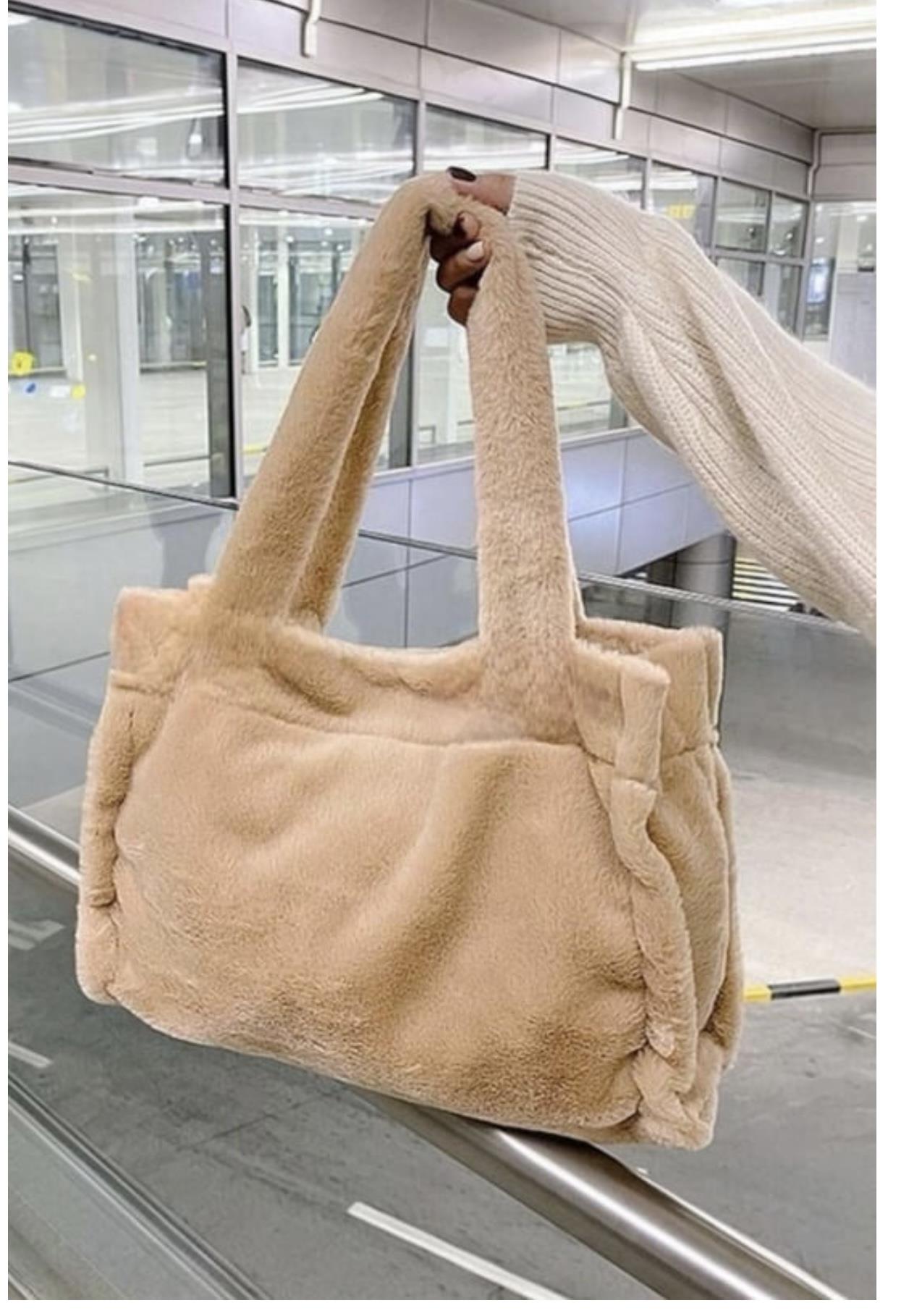 İthal Peluş Camel Tote Bag Omuz Çantası