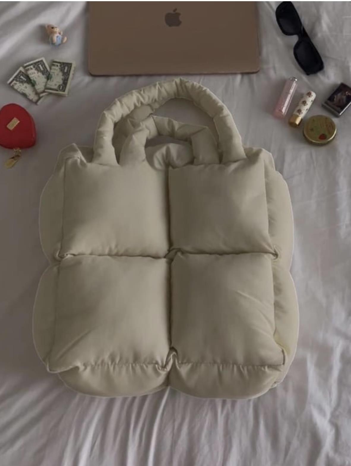 İthal Puffy Bag Bej El ve Omuz Çantası