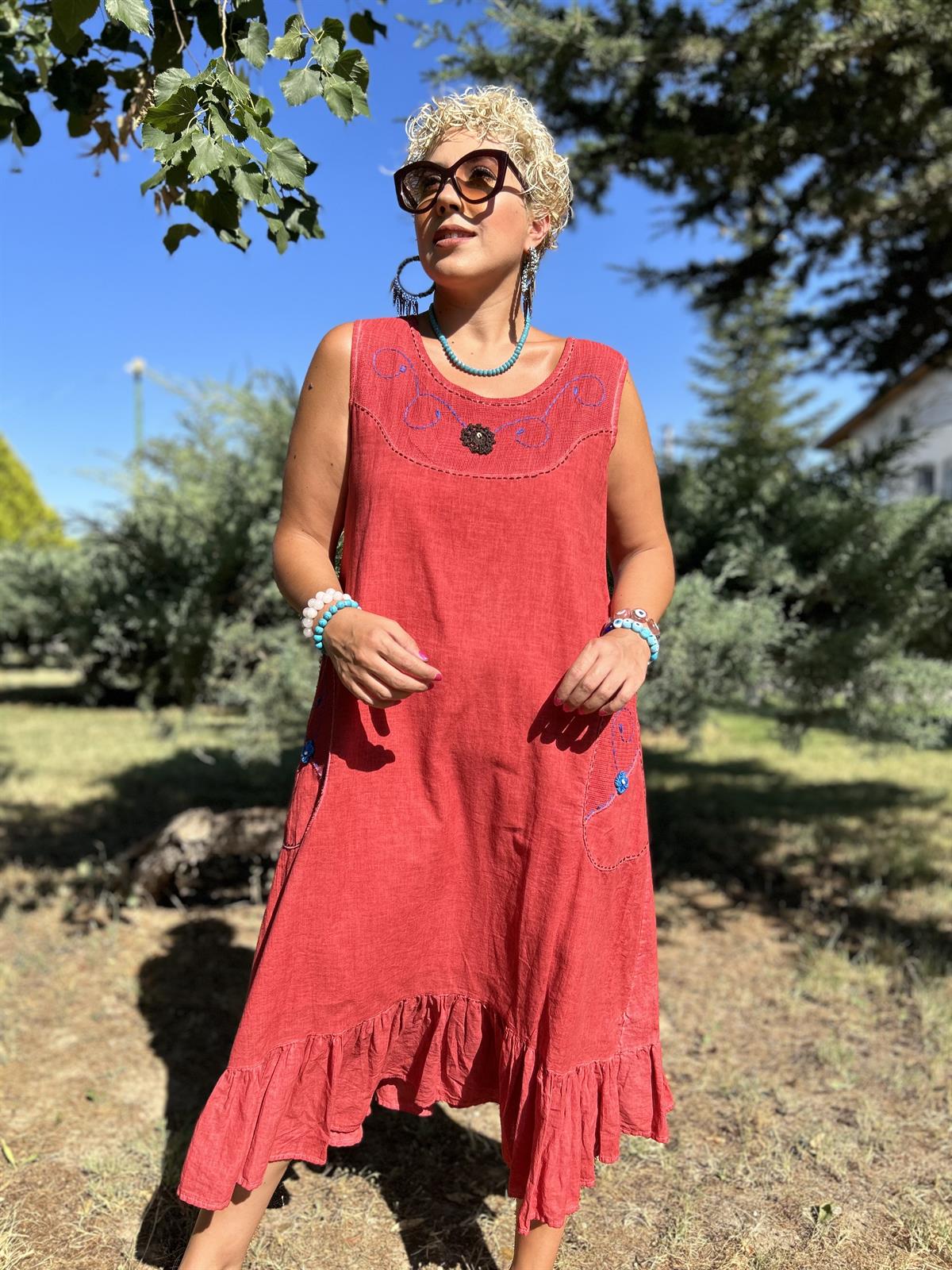 Kırmızı Otantik Elbise