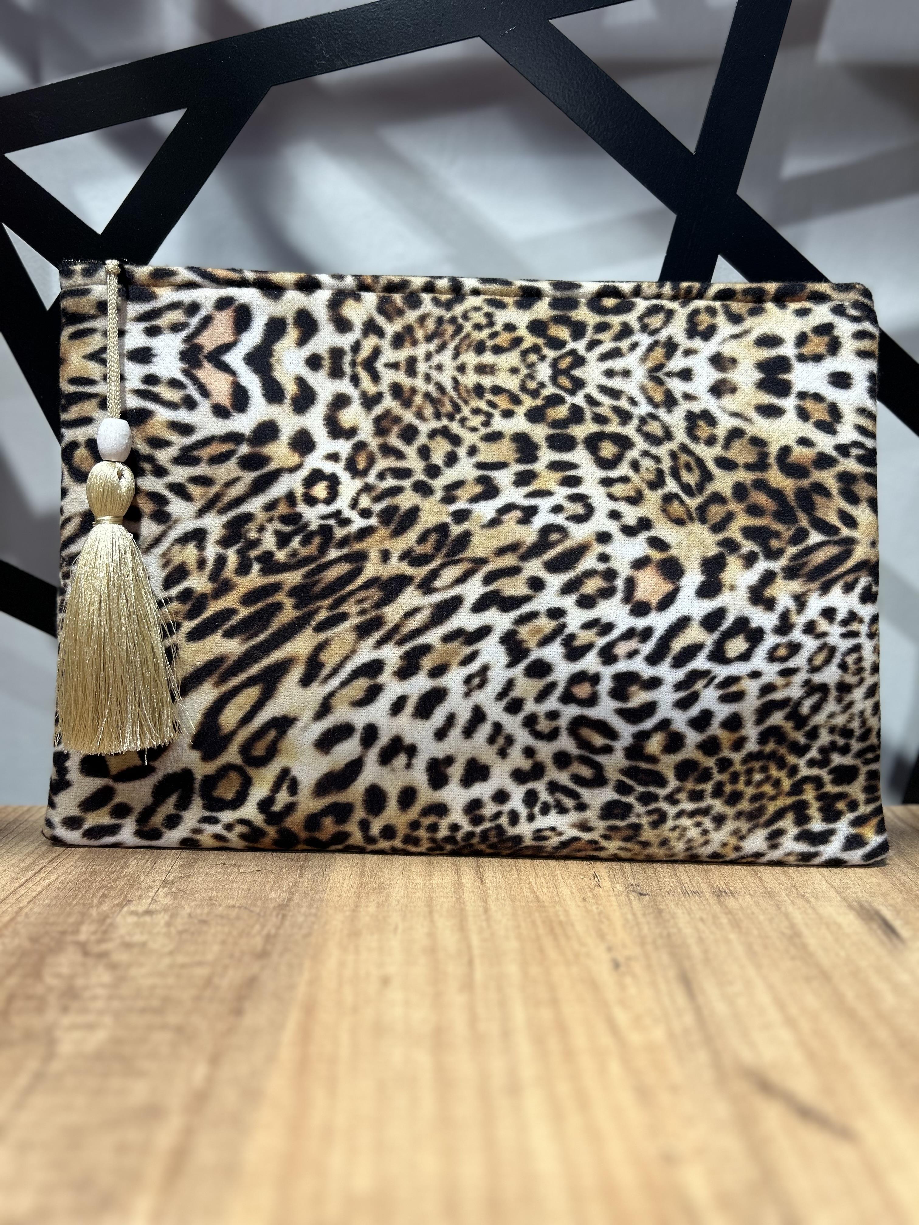 Leopar Desen Clutch Çanta
