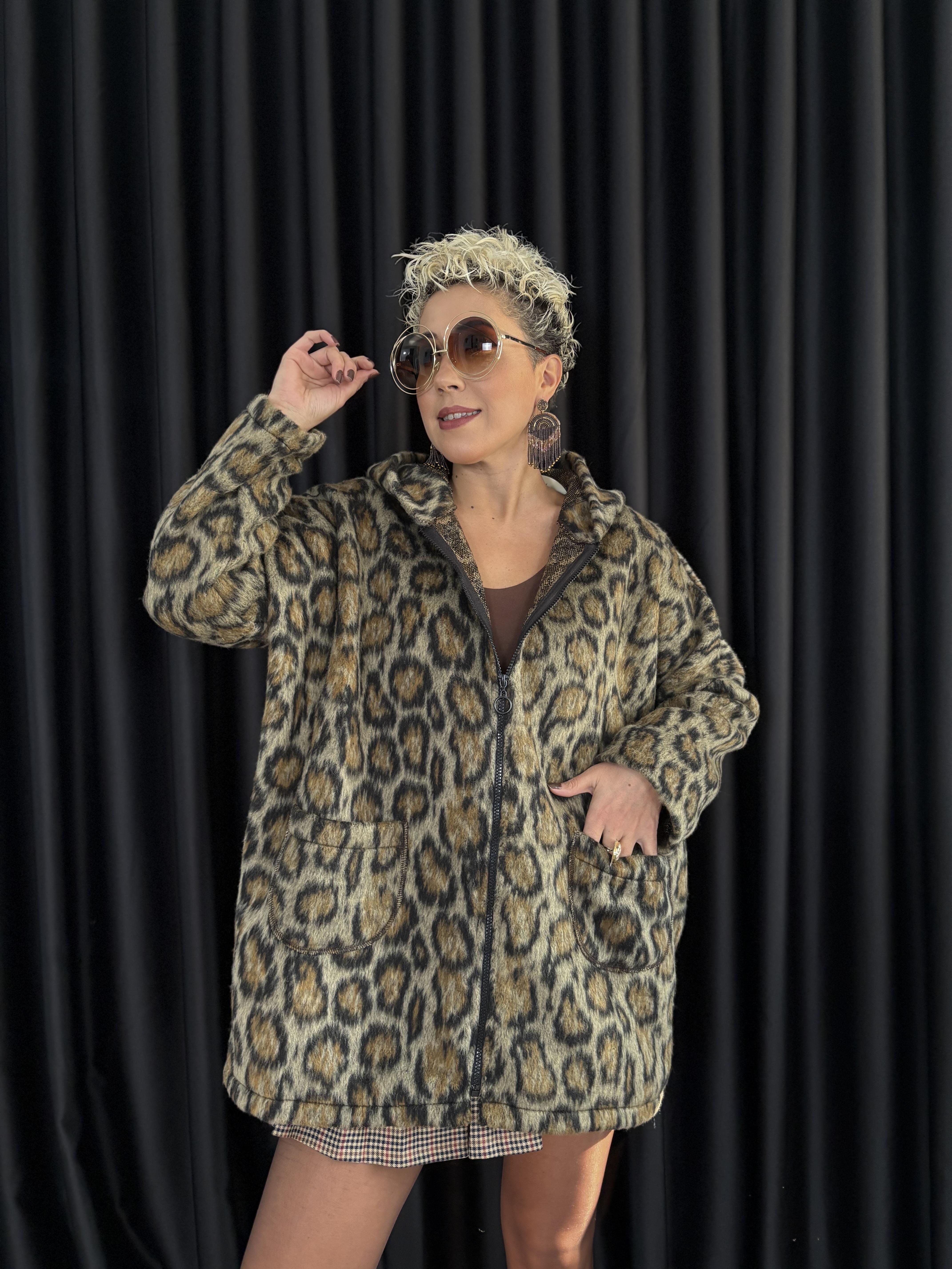 Leopar Desen Yumoş Ceket