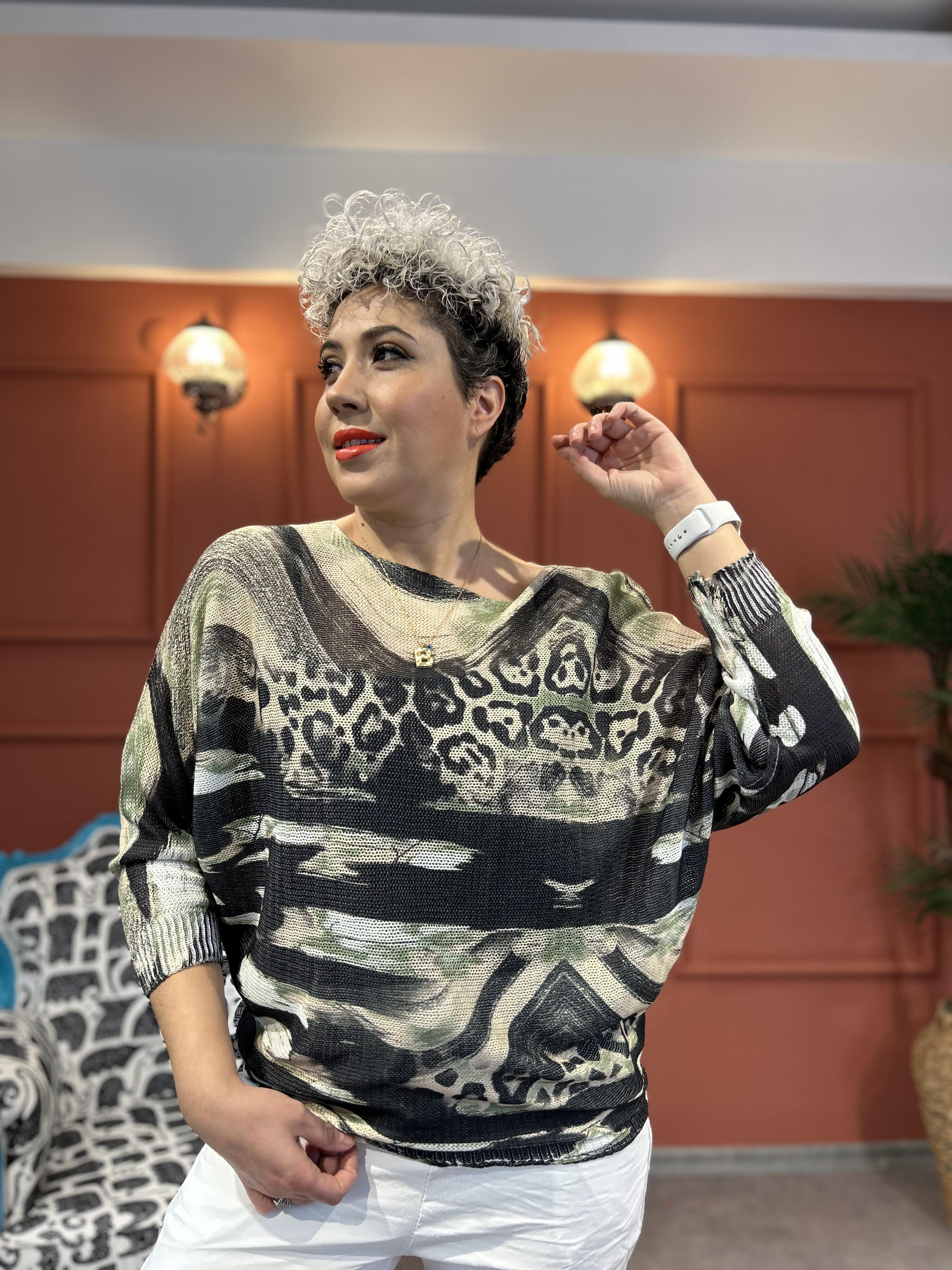 Leopar Desenli Merserize İtalyan Triko