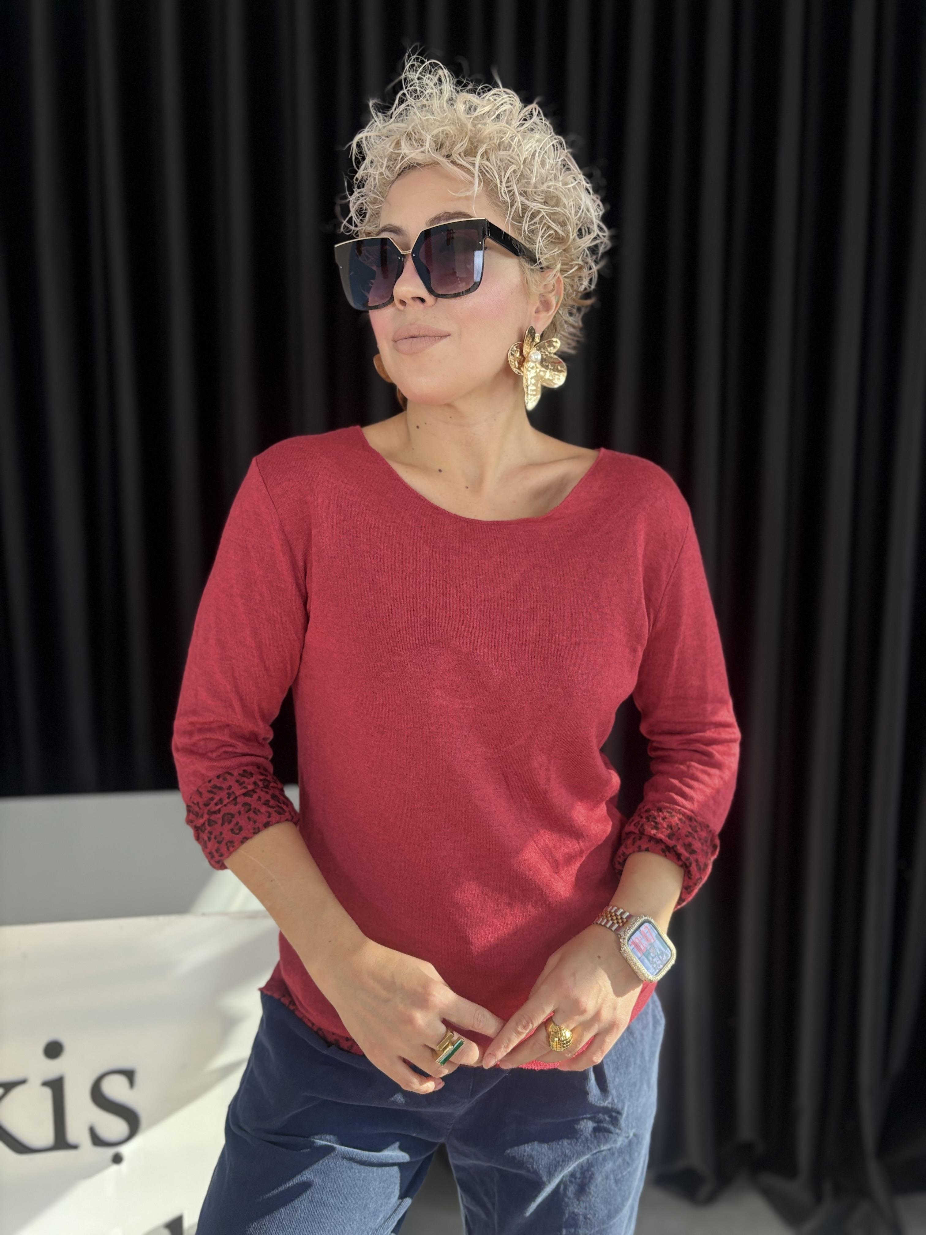 Leopar Detaylı İtalyan Angora Bluz 1