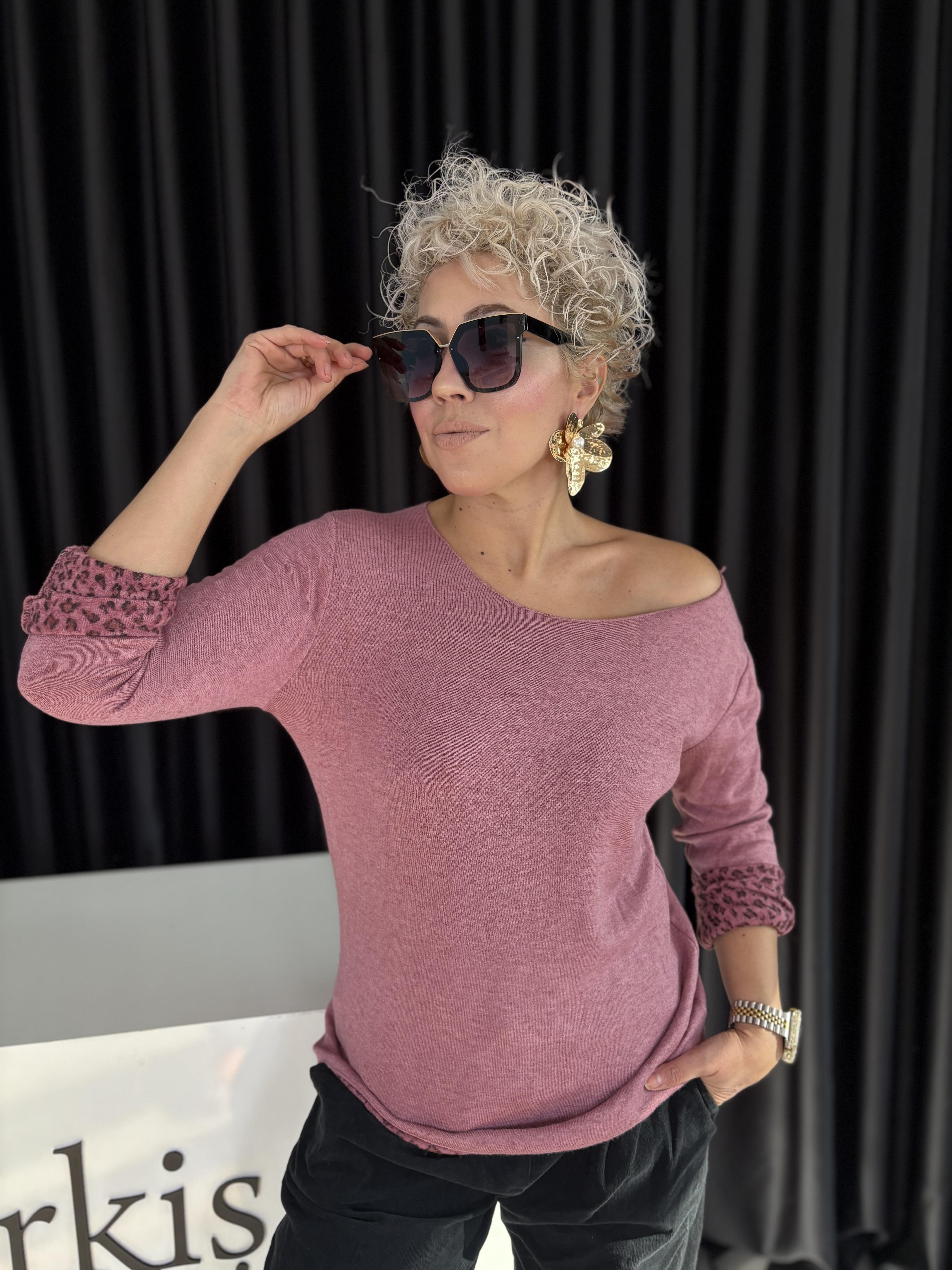 Leopar Detaylı İtalyan Angora Bluz 10