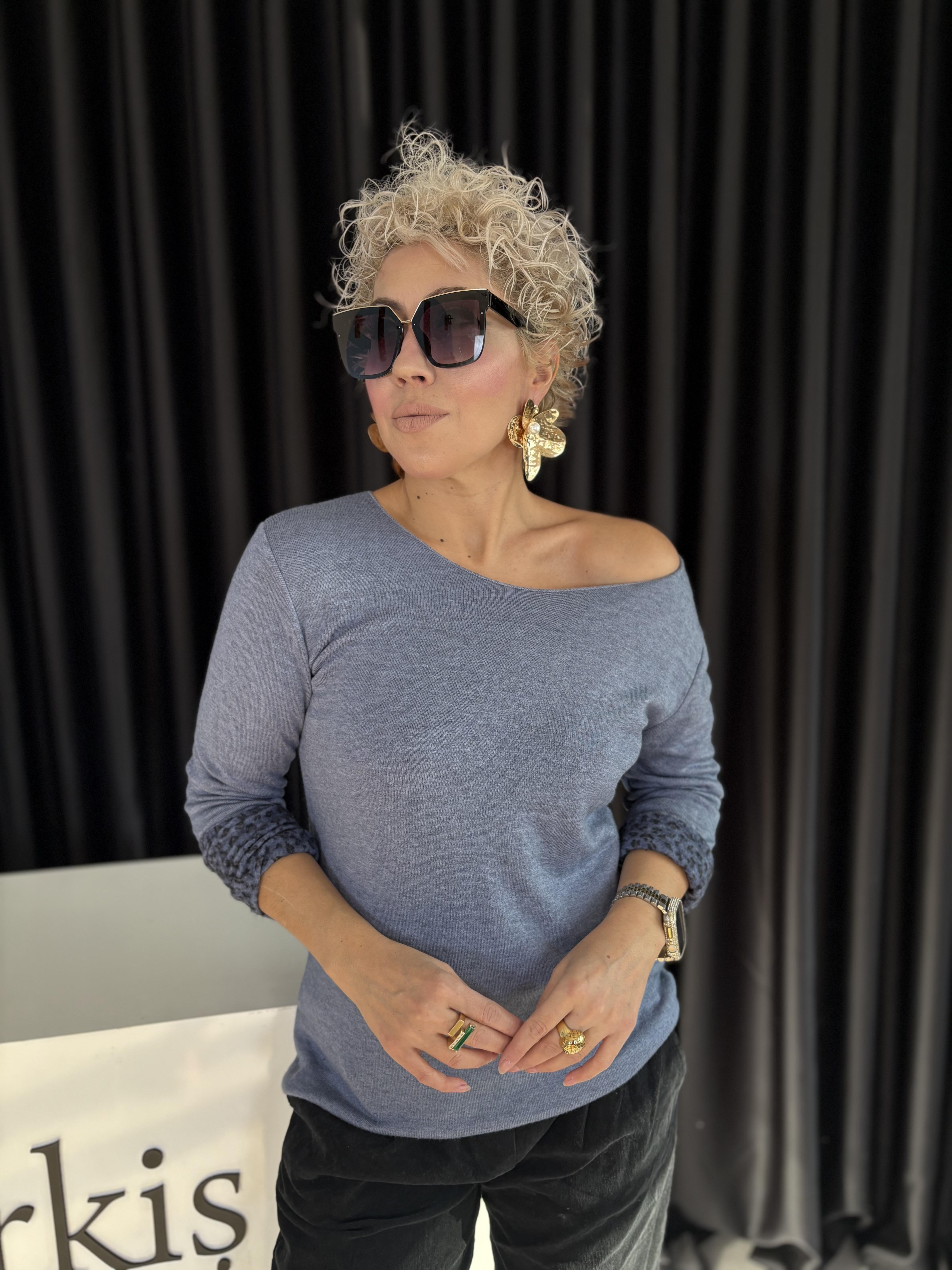 Leopar Detaylı İtalyan Angora Bluz 14