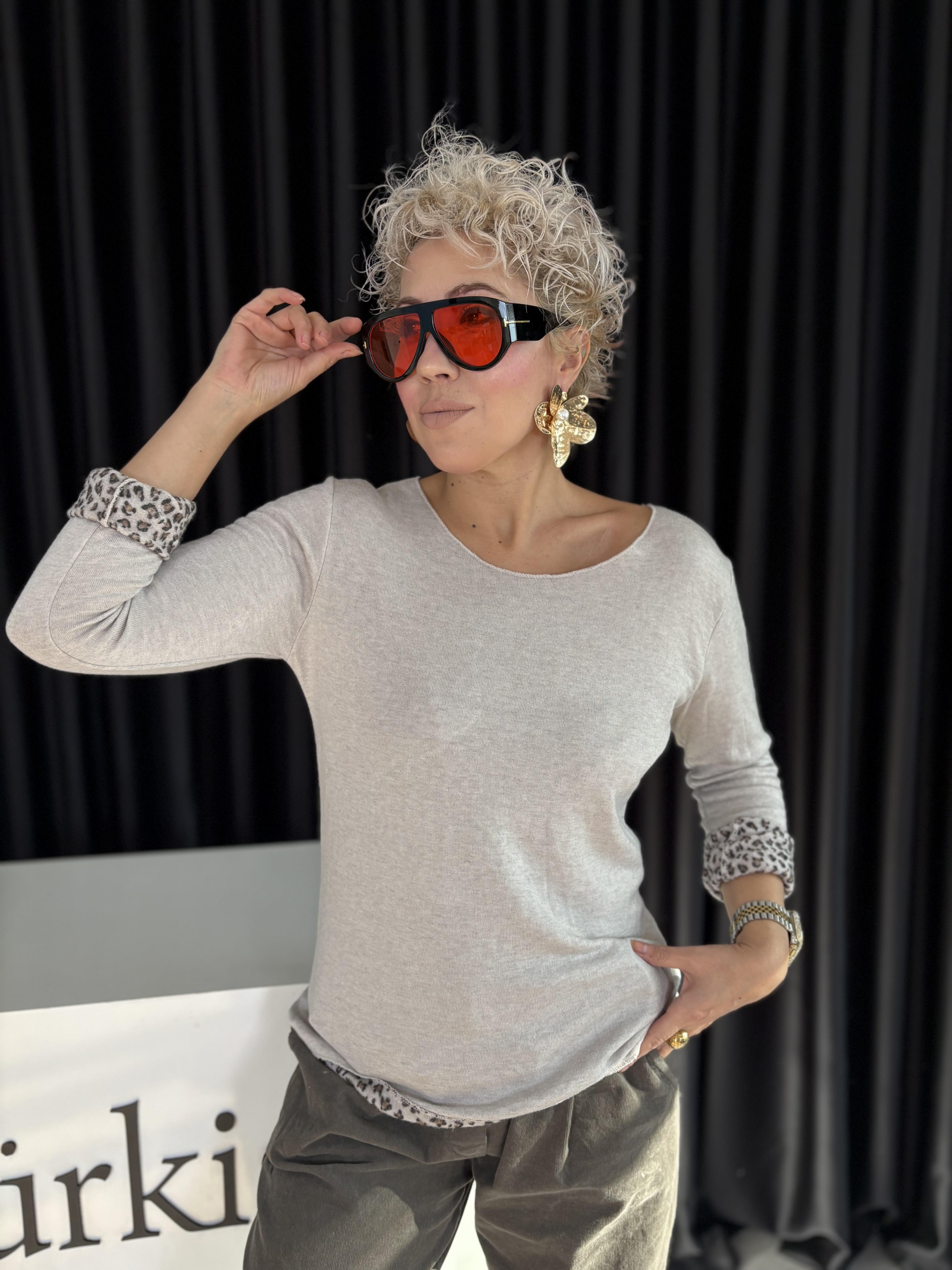 Leopar Detaylı İtalyan Angora Bluz 5