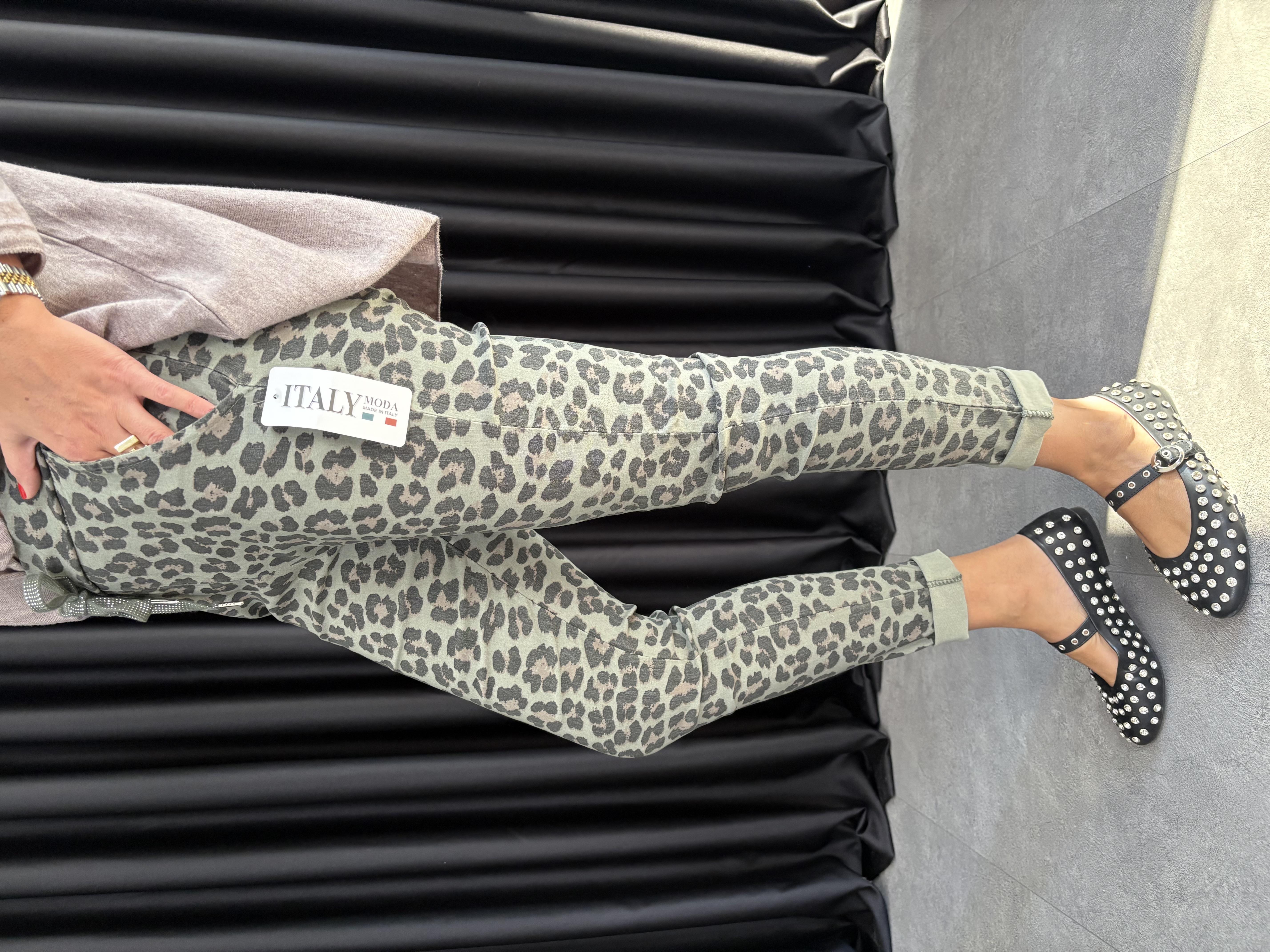 Leopar Likralı İtalyan Pantolon 3