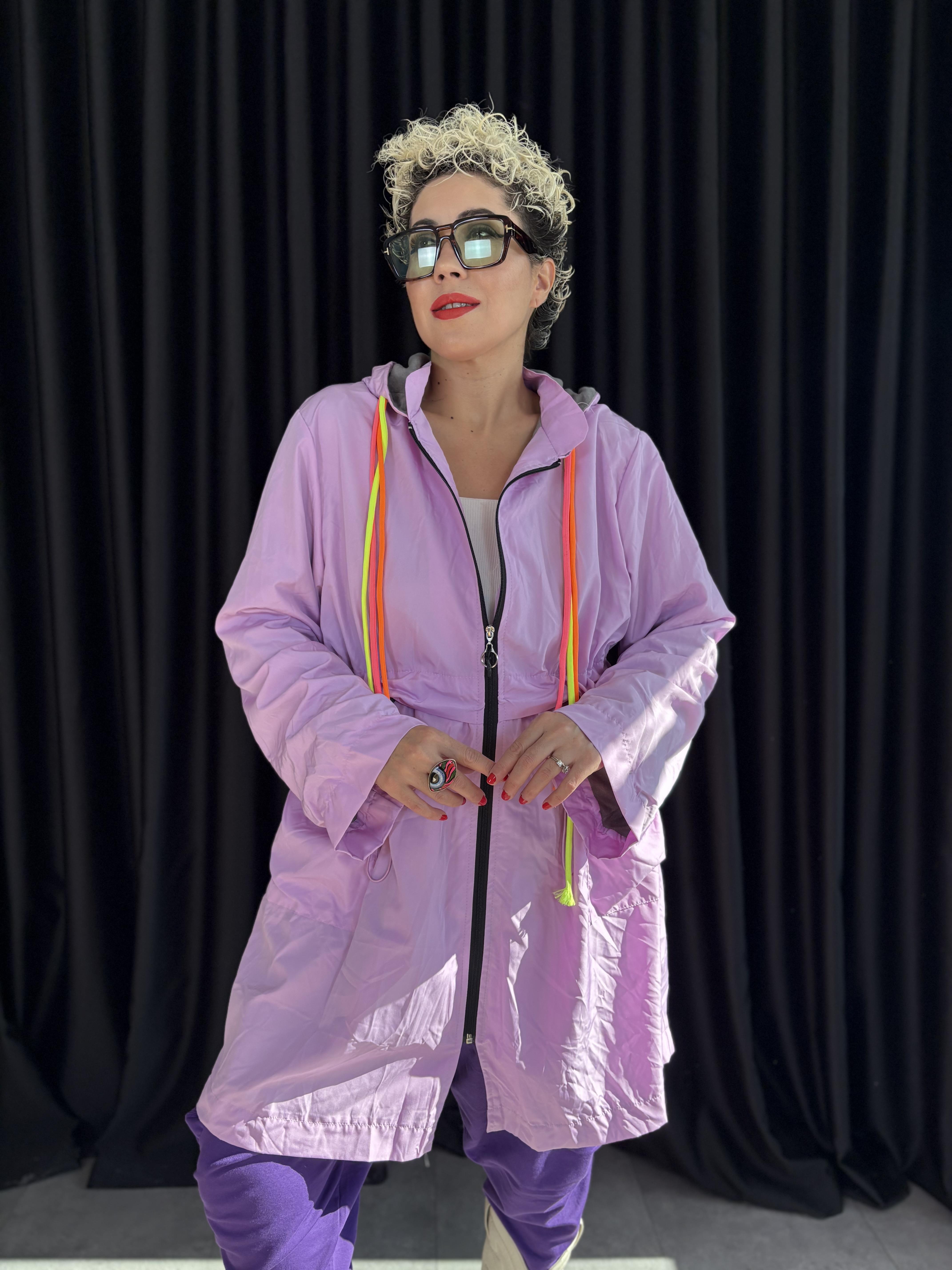 Lila Polarlı Yağmurluk