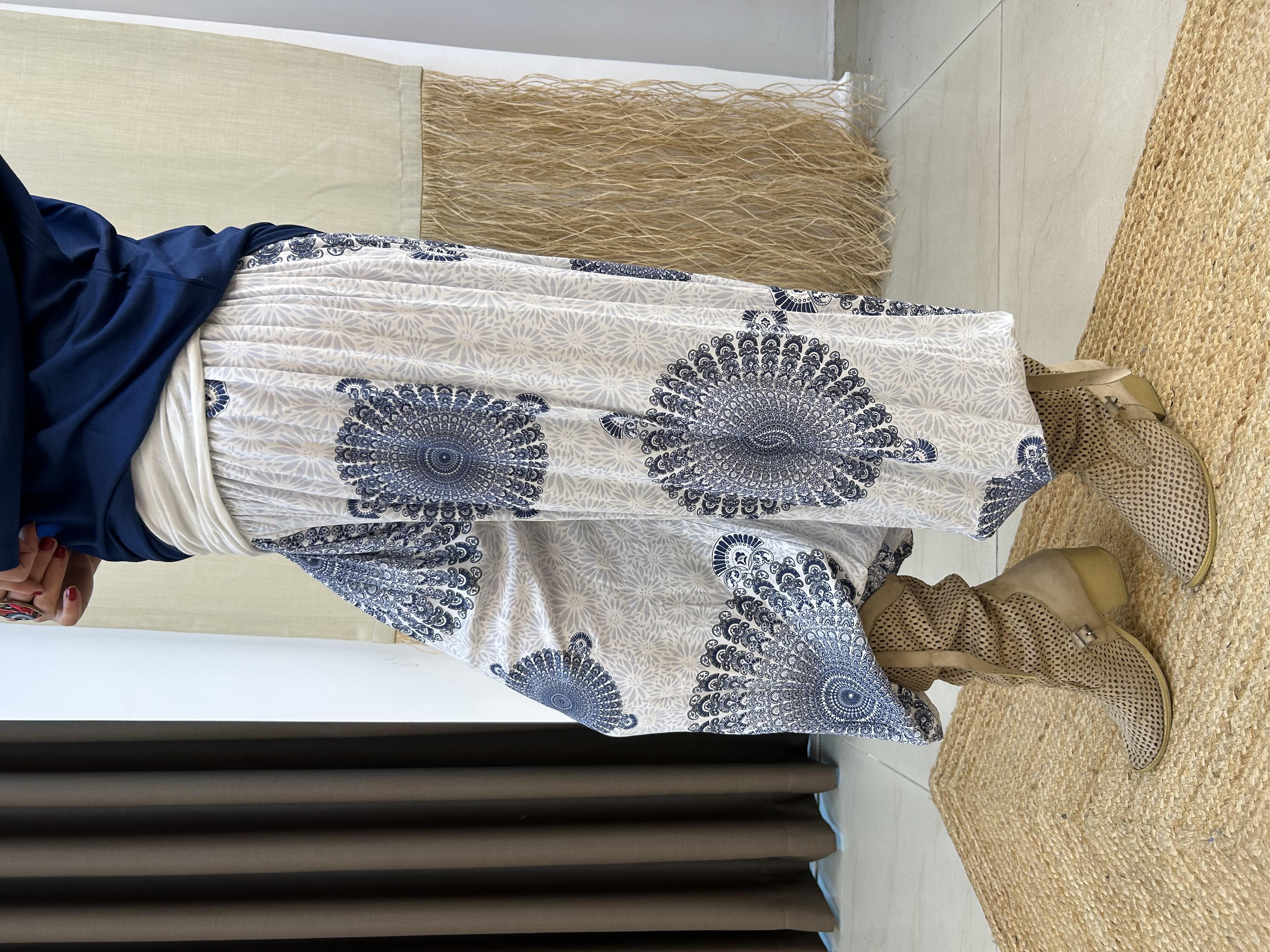 Mandala Desen Beyaz İtalyan Şalvar