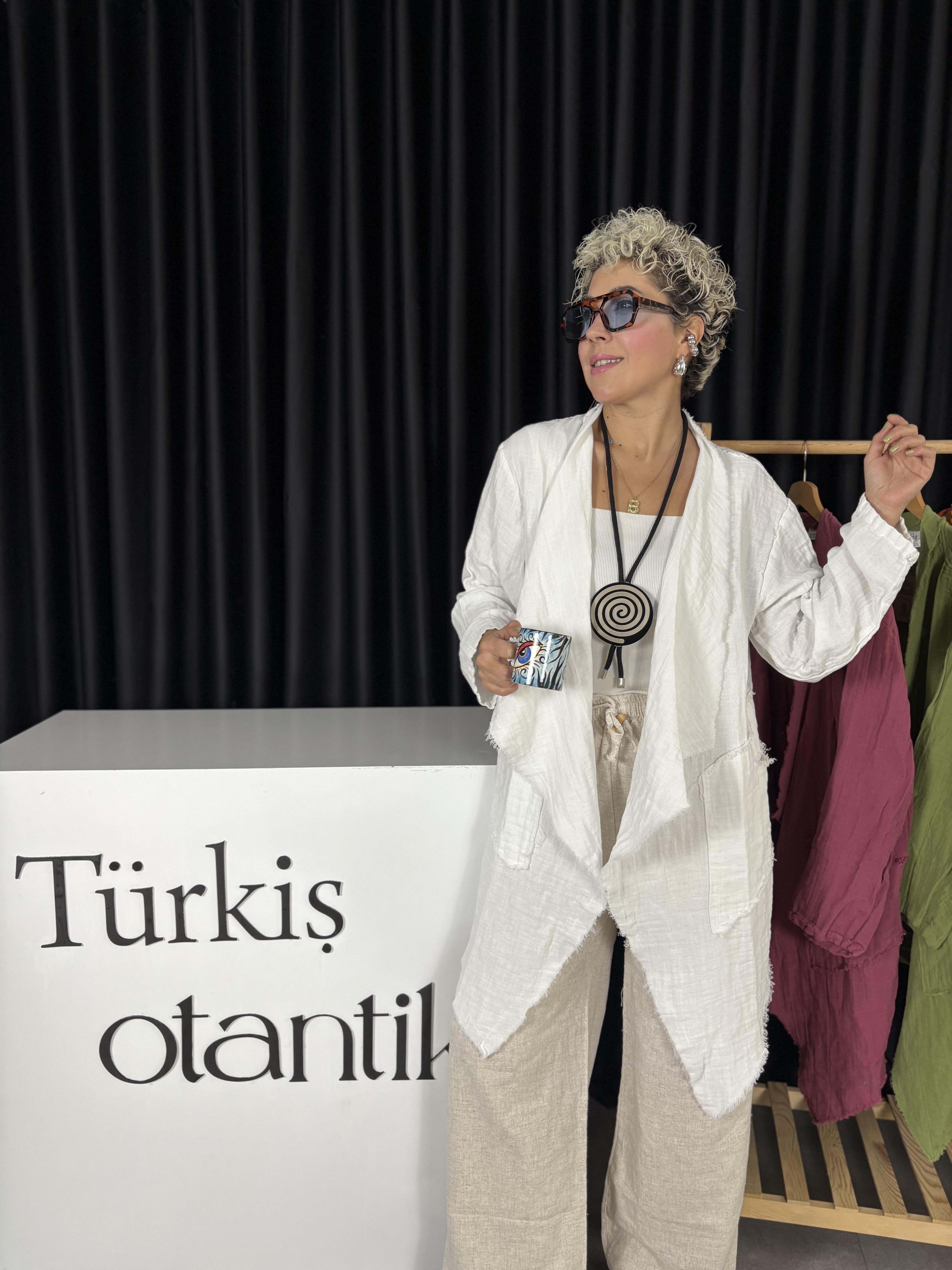Müslin Beyaz Bohem Ceket