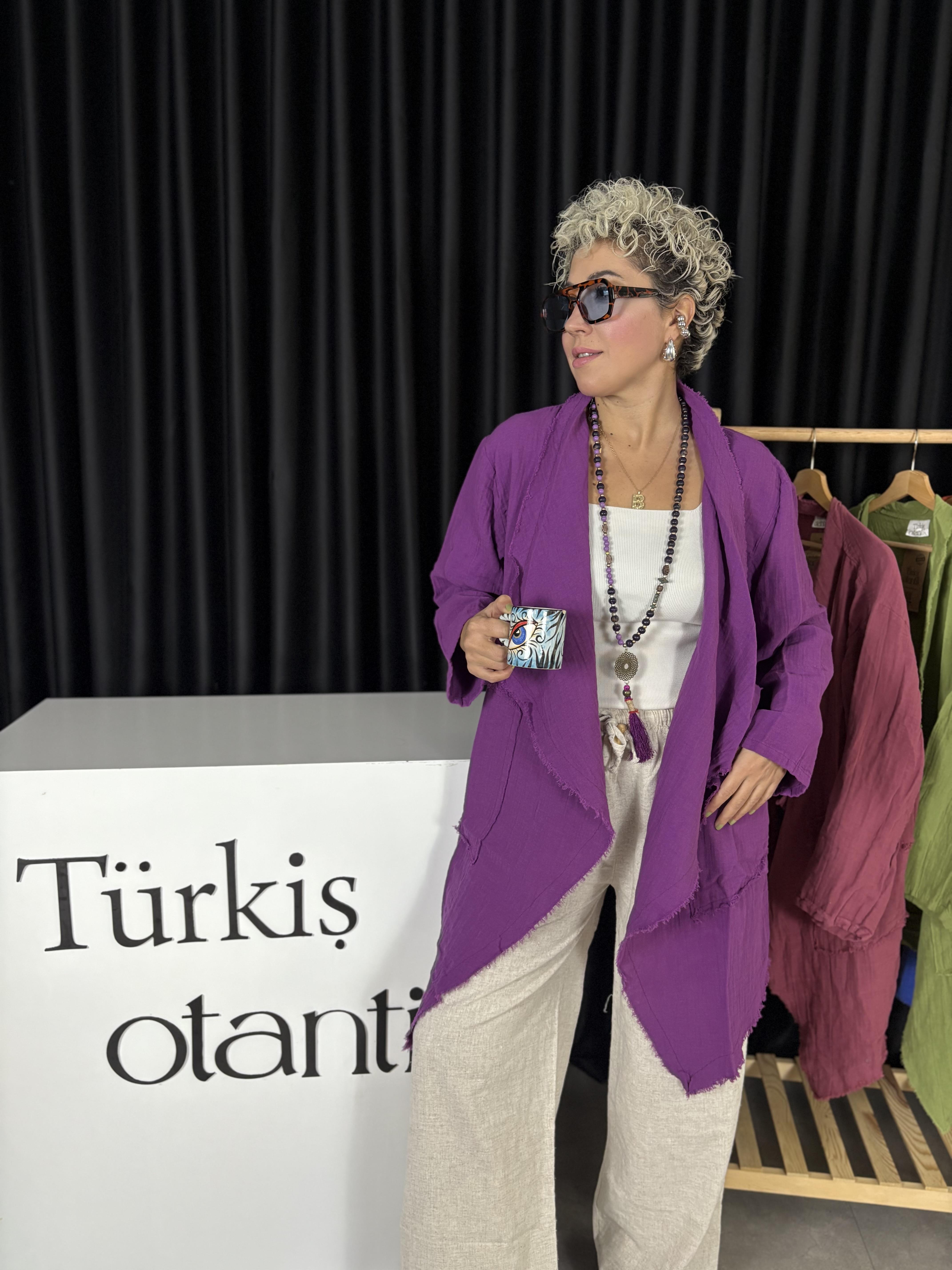 Müslin Mor Bohem Ceket