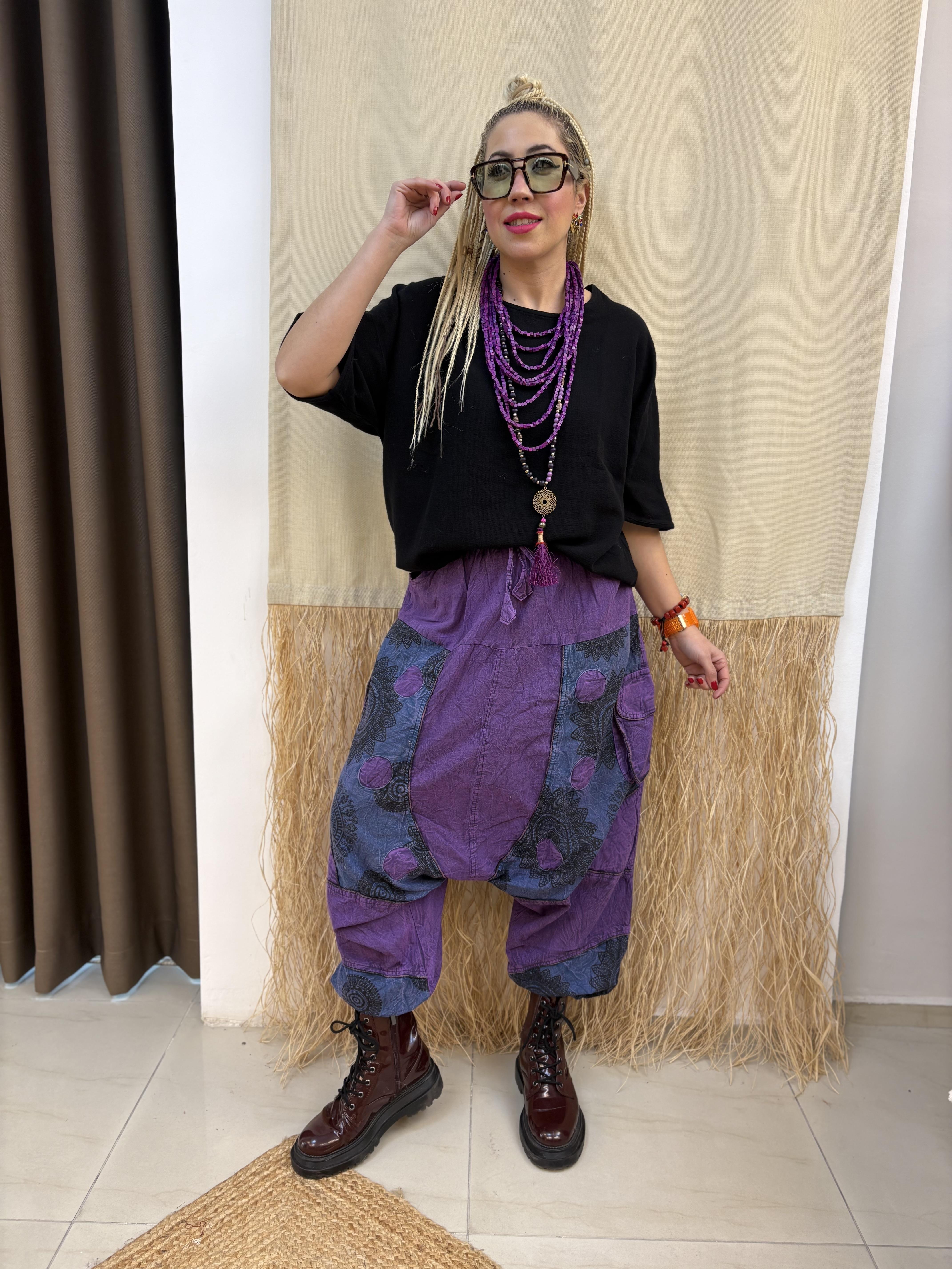 Nepal Mor Şalvar Pantolon