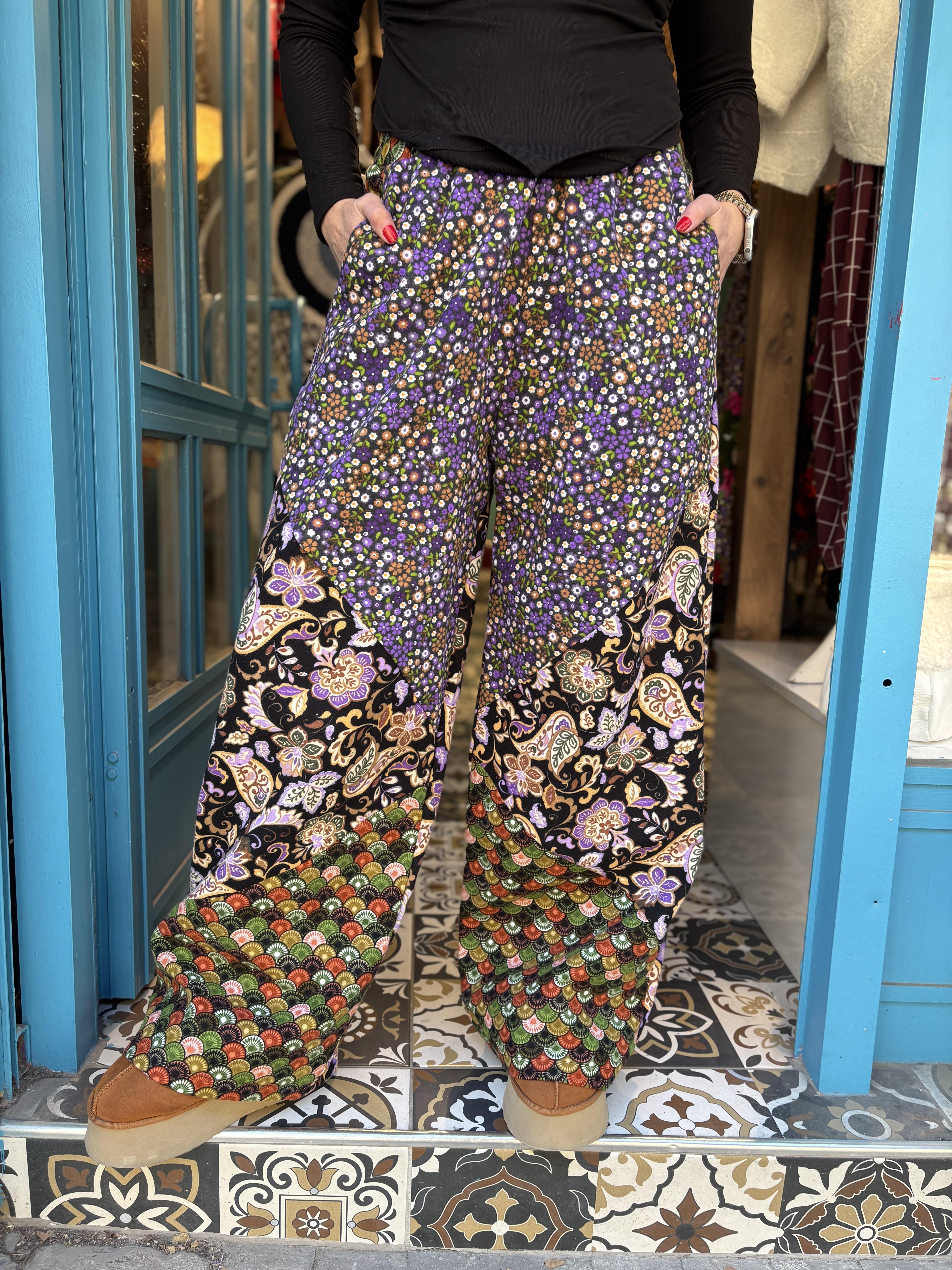 Patchwork Pazen Palazzo Pantolon