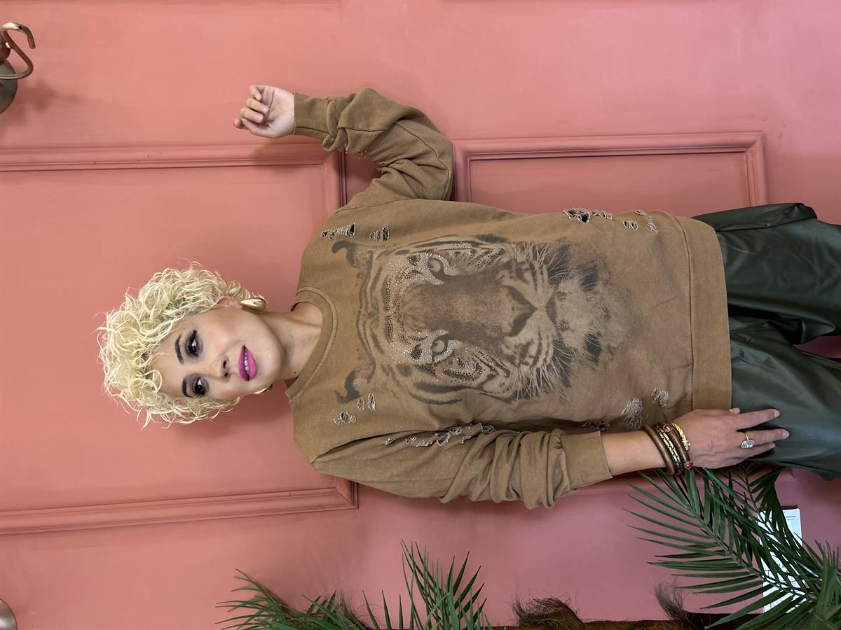 Taş İşlemeli Kahve Kaplan Tasarım Sweet