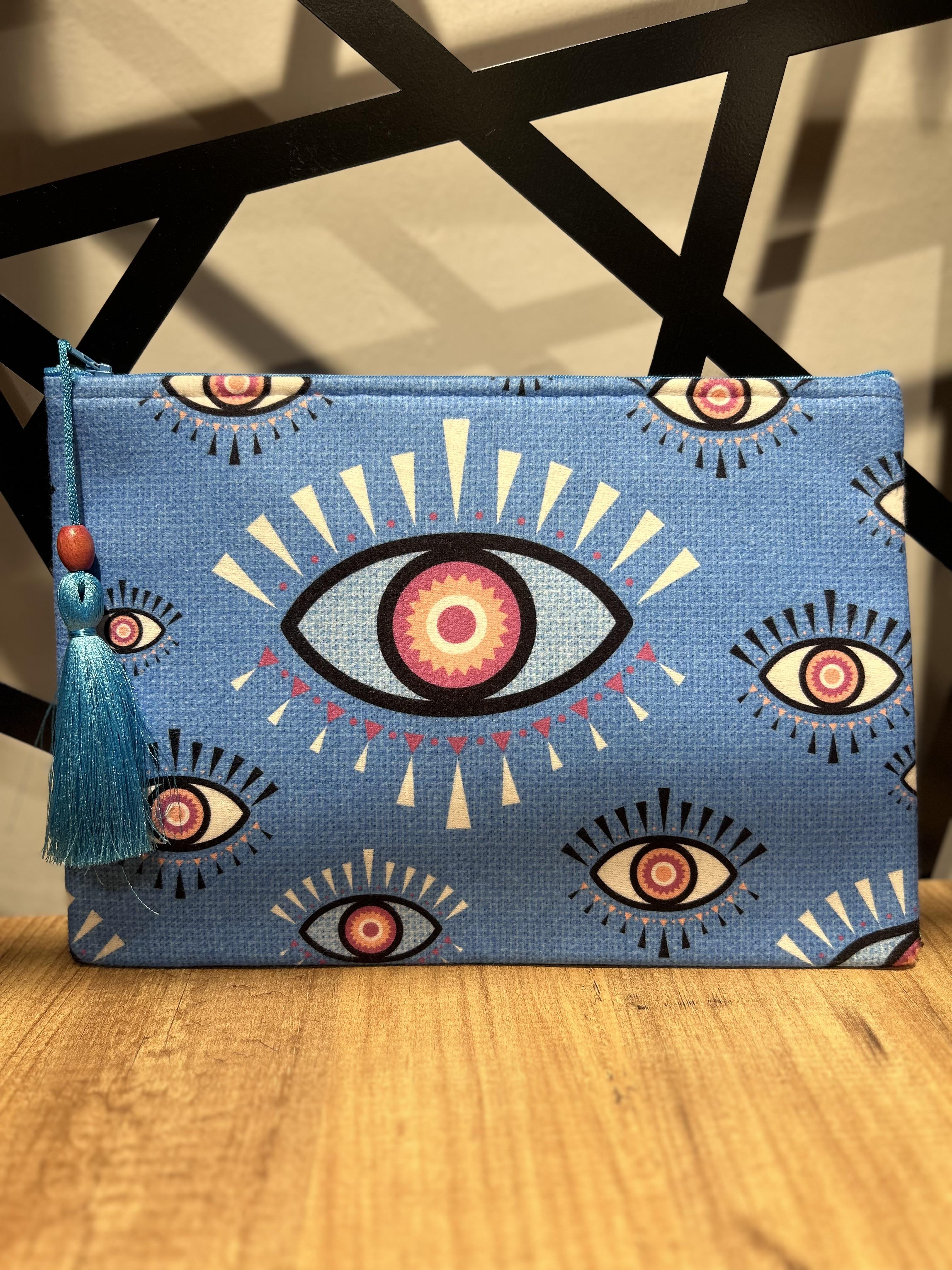 Turkuaz Göz Detaylı Clutch Çanta