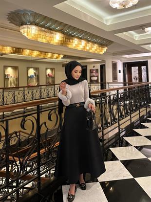 Çan Kesim Puf Mila Etek Beyaz