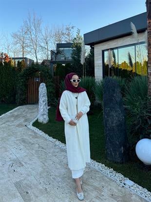 Abby Angora Hırka Ekru