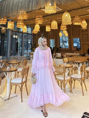 Açelya Etekli Takım Pembe 