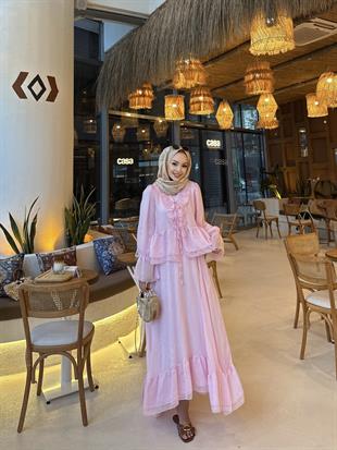 Açelya Etekli Takım Pembe 