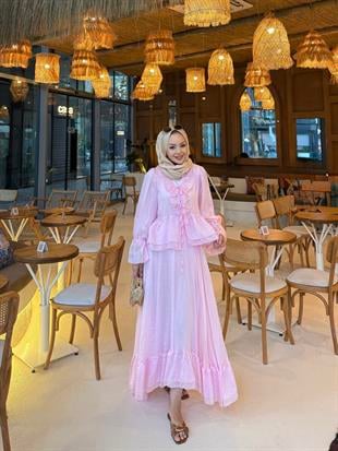 Açelya Etekli Takım Pembe 