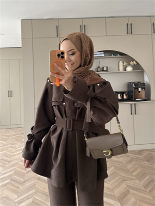 Afsan Cupra Pantolonlu Takım Acı Kahve (2063)