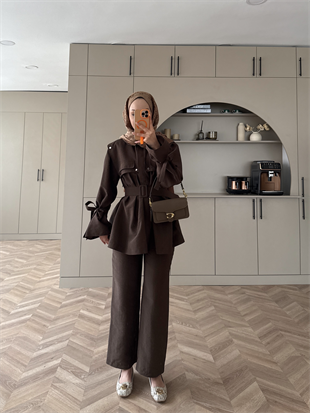 Afsan Cupra Pantolonlu Takım Acı Kahve (2063)