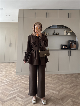 Afsan Cupra Pantolonlu Takım Acı Kahve (2063)