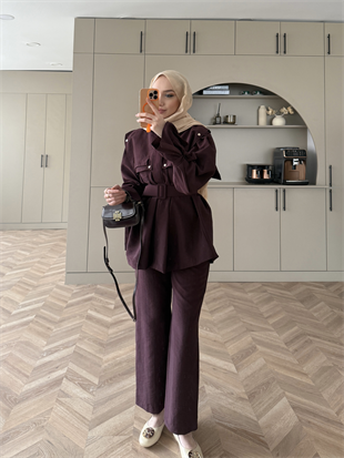 Afsan Cupra Pantolonlu Takım Mürdüm (2063)