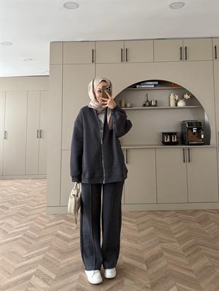 Aida Taşlı Üç İplik Takım Antrasit