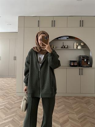 Aida Taşlı Üç İplik Takım Haki