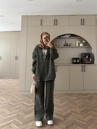 Aida Taşlı Üç İplik Takım Haki