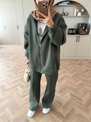 Aida Taşlı Üç İplik Takım Haki