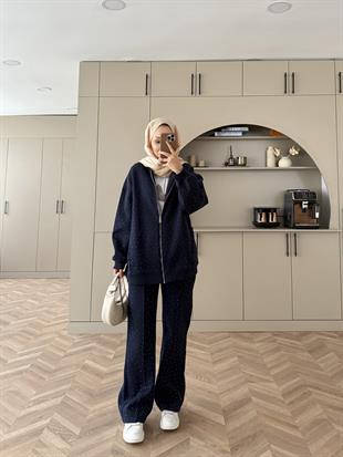 Aida Taşlı Üç İplik Takım Lacivert