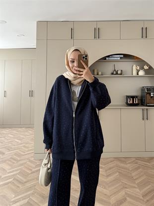 Aida Taşlı Üç İplik Takım Lacivert