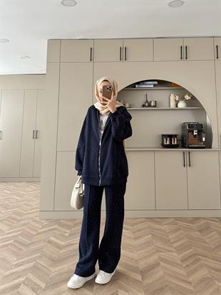 Aida Taşlı Üç İplik Takım Lacivert