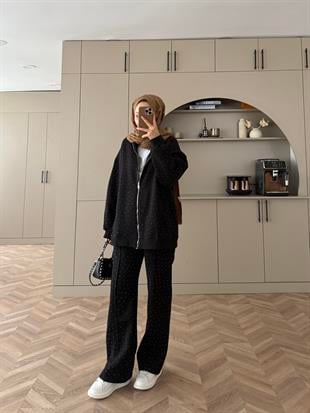 Aida Taşlı Üç İplik Takım Siyah