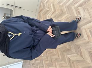 Aisha Keten Pantolonlu Takım Lacivert