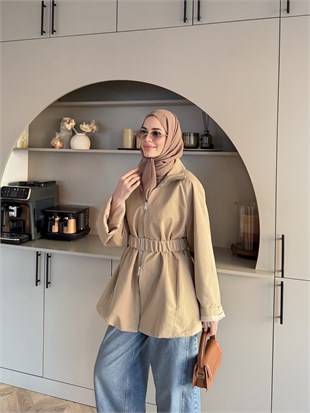 Alara Fermuarlı Trenç Camel (4561)