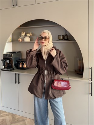 Alara Fermuarlı Trenç Kahve (4561)