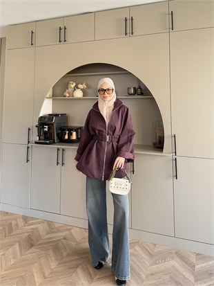 Alara Fermuarlı Trenç Mürdüm (4561)