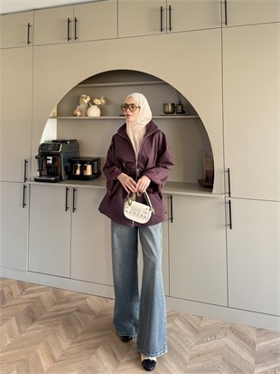 Alara Fermuarlı Trenç Mürdüm (4561)