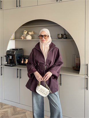 Alara Fermuarlı Trenç Mürdüm (4561)