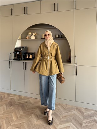 Alara Fermuarlı Trenç Yağ Yeşili (4561)