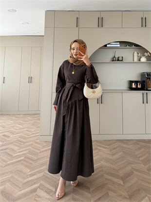 Alba Çıtçıtlı Kot Elbise Acı Kahve (614)