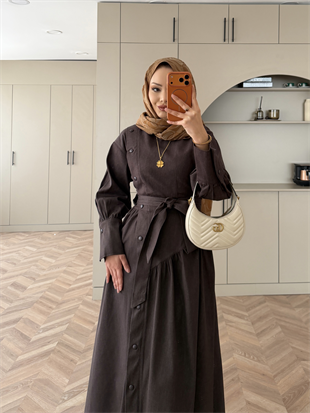 Alba Çıtçıtlı Kot Elbise Acı Kahve (614)