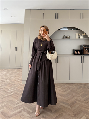 Alba Çıtçıtlı Kot Elbise Acı Kahve (614)